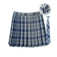 thumbnail image 4 of Women's Plus Size Plaid Pleated Skirt Short Uniform Role Play & Cosplay Under $10 Retro Mini Skirt in Pink Black Navy, 4 of 4