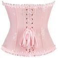 thumbnail image 5 of XUNKUSGA Corset Tops for Women Renaissance Lace Up Trim Corset Top Victorian Floral Steel Boned Corset Bustier Push Up Body Shaper Tummy Control XS-2XL Pink, 5 of 8