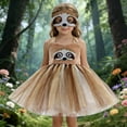 thumbnail image 2 of BOOMNY Halloween Girls Sloth Dress Up Funny Sloth Mesh Tulle Dress Clothes Sets for Kids Playful Stage Performance Outfits, 2 of 6