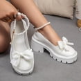 thumbnail image 3 of SCHUHLAND Elegant White Mary Janes Women's High Heel Chunky Platform Pumps with Pearl Chain & Bowknot, Round Toe, Buckle Strap, 3 of 10