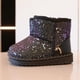 thumbnail image 1 of Botas de nieve para niñas, zapatos de princesa de algodón con lentejuelas que combinan con todo para invierno, botas cálidas con forro polar para niñas grandes, 1 of 6