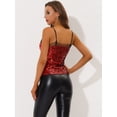 thumbnail image 4 of INSPIRE CHIC Blouse à Sequins pour Femmes, Panneau en Maille, Sans Manches, Haut de Fête, Rouge TG, 4 of 5