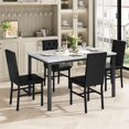 thumbnail image 2 of Furlinkhm Dining Table Set for 4 Faux Marble Kitchen Table and Chairs Set of 4, 5 Piece with PU Leather Upholstered Dinner Chairs for Compact Dining Room, Small Space, Black, 2 of 6