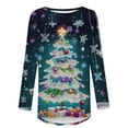 thumbnail image 4 of Ounisa Crewneck Sweatshirts for Women Merry Christmas Lightweight Pullover Christmas Tree Christmas Lights Snowflake Sequin Graphic Tops, 4 of 5