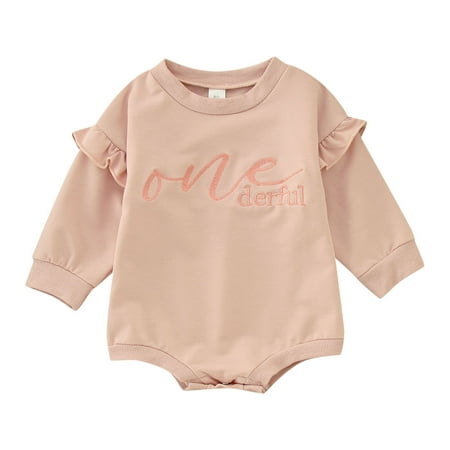 

Rovga Infant Toddler Girls Long Sleeve Letter Printed Pullover Romper Newborn Sweatshirt Bodysuits Trendy Dailywear