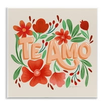 Stupell Industries Te Amo con Flores Rojas Floral & Botanical Painting Unframed Art Print Wall Art, 12 x 12