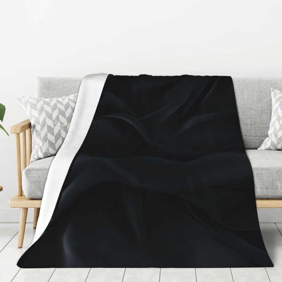 Luxury Black Soft Silk Flatlay Background Throw Blanket for Winter Cabin Ultra-Soft Micro Fleece Blanket, Premium Microfiber, Silky Soft, Plush, Warm and Lightweight for Couch, Sofa, Bed - 40"X30"