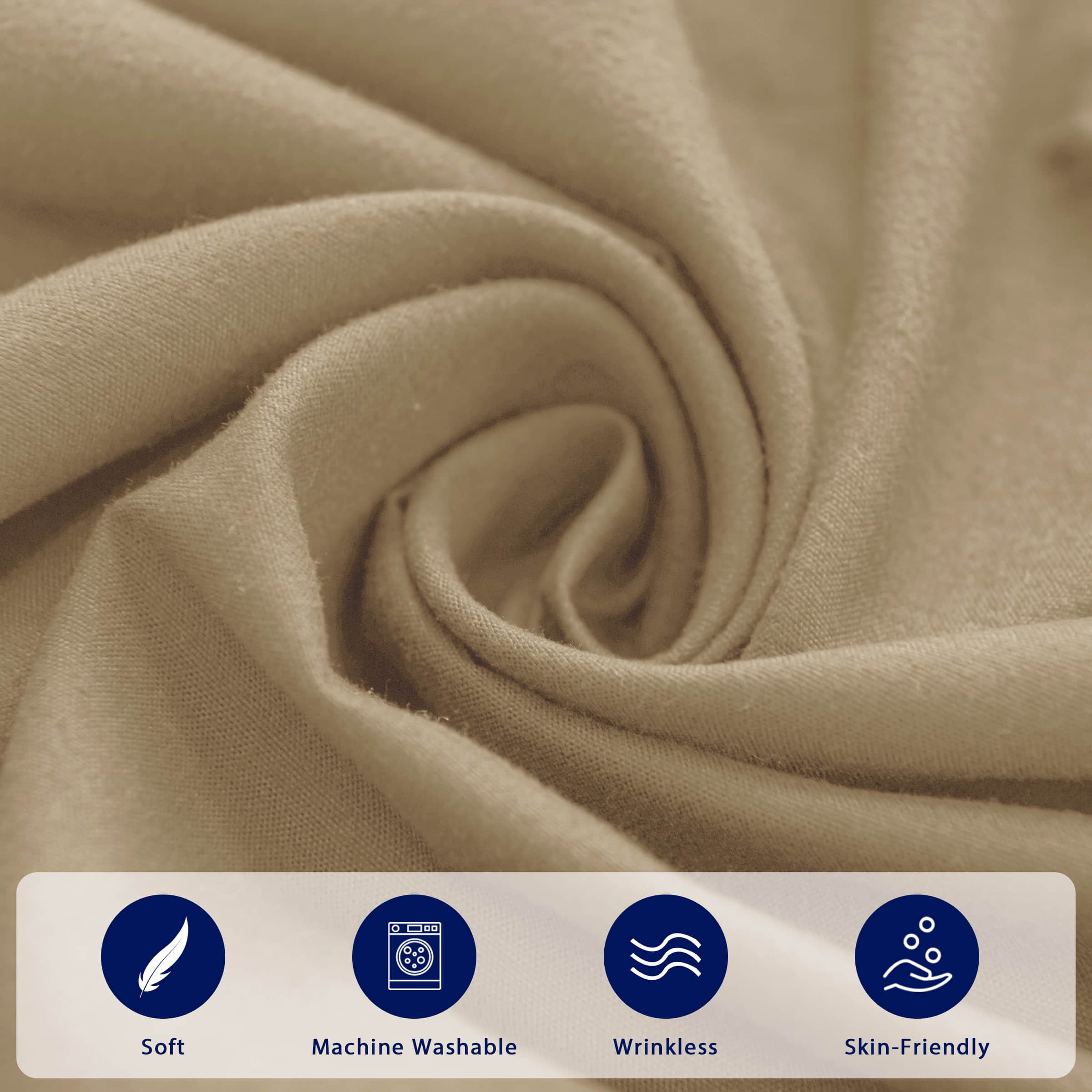 Subrtex Bed Skirt Wrap-Around Dust Ruffle Elastic 16 Inch Bed Cover, Queen, Khaki