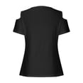 thumbnail image 6 of Womens Tshirts Trendy Off The Shoulder Tops Eyelet Solid Casual V Neck Shirts Cold Shoulder Short Sleeve T Shirts Comfy Basic Sexy Summer Tees Going Out Tops Work Blouse Loose Fit Ladies, 6 of 6
