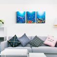 thumbnail image 3 of blue ocean fish 3 Pieces Framed Wall Art for Living Room Bathroom Wall Decoration Canvas Print Children''s Bedroom Wall decor Office Kitchen Home Decoration Underwater World Watercolor Painting, 3 of 6