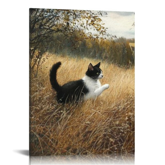 ZFLMY Cute Cat Wall Art Print On Canvas, Home Decor Living Room Bedroom Office, Perfect Gift Ideas for Home Decor, Office, and Holidays, Framed Canvas Wall Art for Various Scenarios