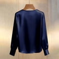 thumbnail image 5 of Women's Solid Color Casual V-Neck Long Sleeve Top for Summer, 5 of 5