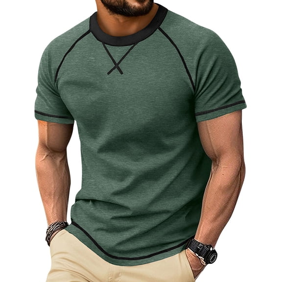 Mens T-Shirts Short Sleeve Cotton Crew Neck Tshirts Casual Classic Stylish Vintage Tees Breathable Moisture Wicking Comfort Dark Green XL