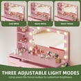 thumbnail image 5 of Uforic 40-inch Pink Makeup Vanity Desk with LED Mirror, Drawers, Shelves, & Power Outlets, 5 of 9