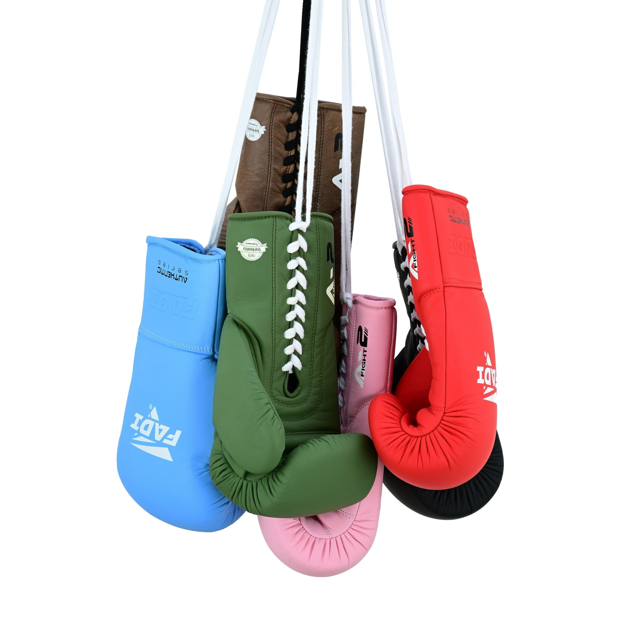 Fadi Sports A2 Lace-Up Boxing Gloves, for Training & Sparring, Matte Cowhide Leather, Green - 10 oz