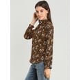 thumbnail image 4 of INSPIRE CHIC Blusa Floral Vintage Cuello Fruncido Con Volantes Manga Larga Para Mujer Marrón L, 4 of 6
