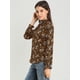 thumbnail image 4 of INSPIRE CHIC Blusa Floral Vintage Cuello Fruncido Con Volantes Manga Larga Para Mujer Marrón L, 4 of 6