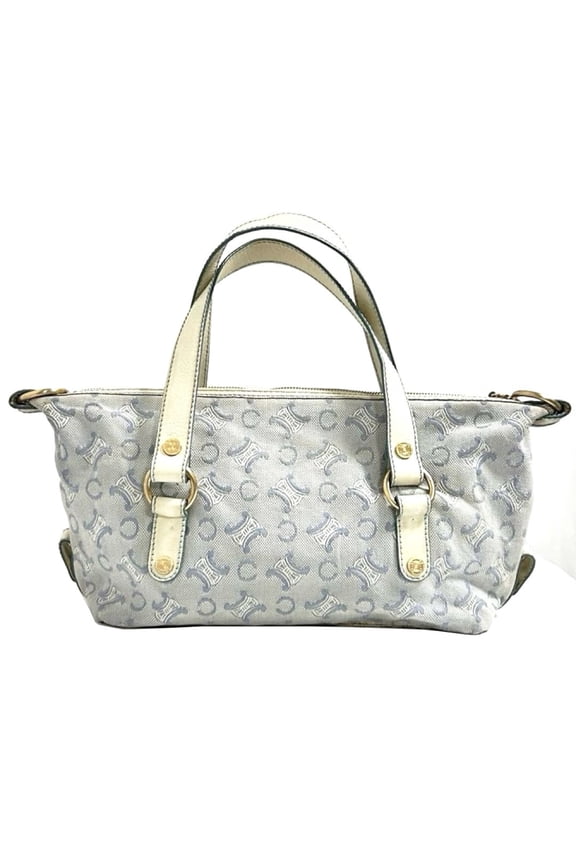 Pre-Owned Celine CELINE Tote Bag Light Blue White Canvas Women's Macadam