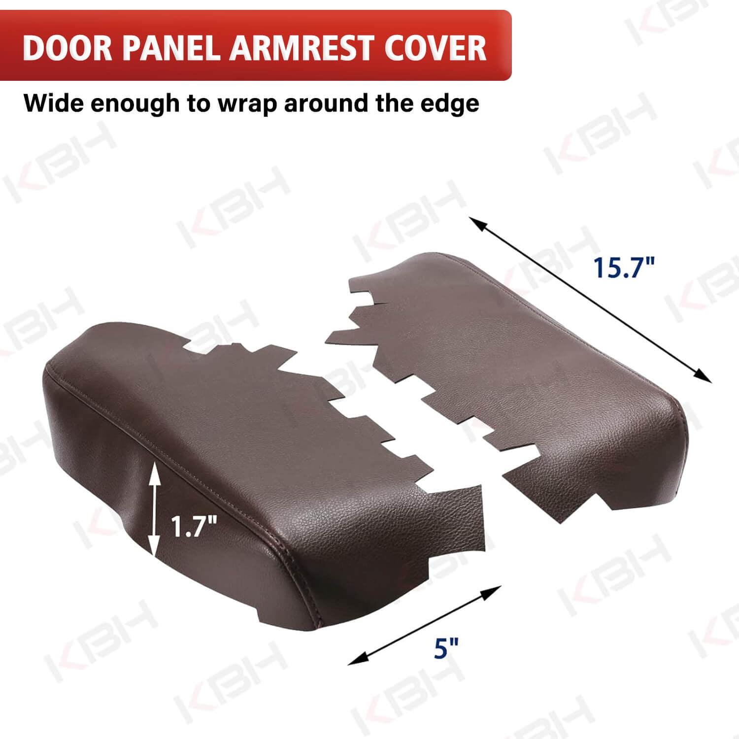 KBH Front Door Panel Armrest Cover Replacement for Toyota Avalon 2013-2018, Anti-Scratch Leather Arm Rest Skin Upholstery, 1 Pair, Brown (Leather Part Only)