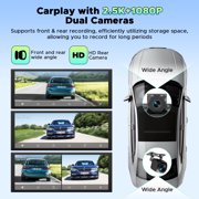 LAMTTO 10.25 Wireless CarPlay Screen for Car & Android Auto with 2.5K+1080p Dashcam, Portable Car Stereos with GPS, Bluetooth, Siri, DVR, 64GB Card