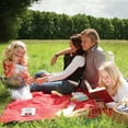 thumbnail image 2 of Simplicity Portable Fleece Outdoor Camping Blanket Waterproof Back Mat, RED-BK, 2 of 2