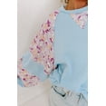thumbnail image 6 of Women's Beau Blue Textured Floral Patchwork Balloon Sleeve Blouse - [ZhiHiMeRi] | (US 12-14)L, 6 of 8