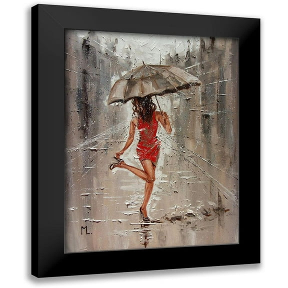 Luniak, Monika 12x14 Black Modern Framed Museum Art Print Titled - Spring Rainy Street