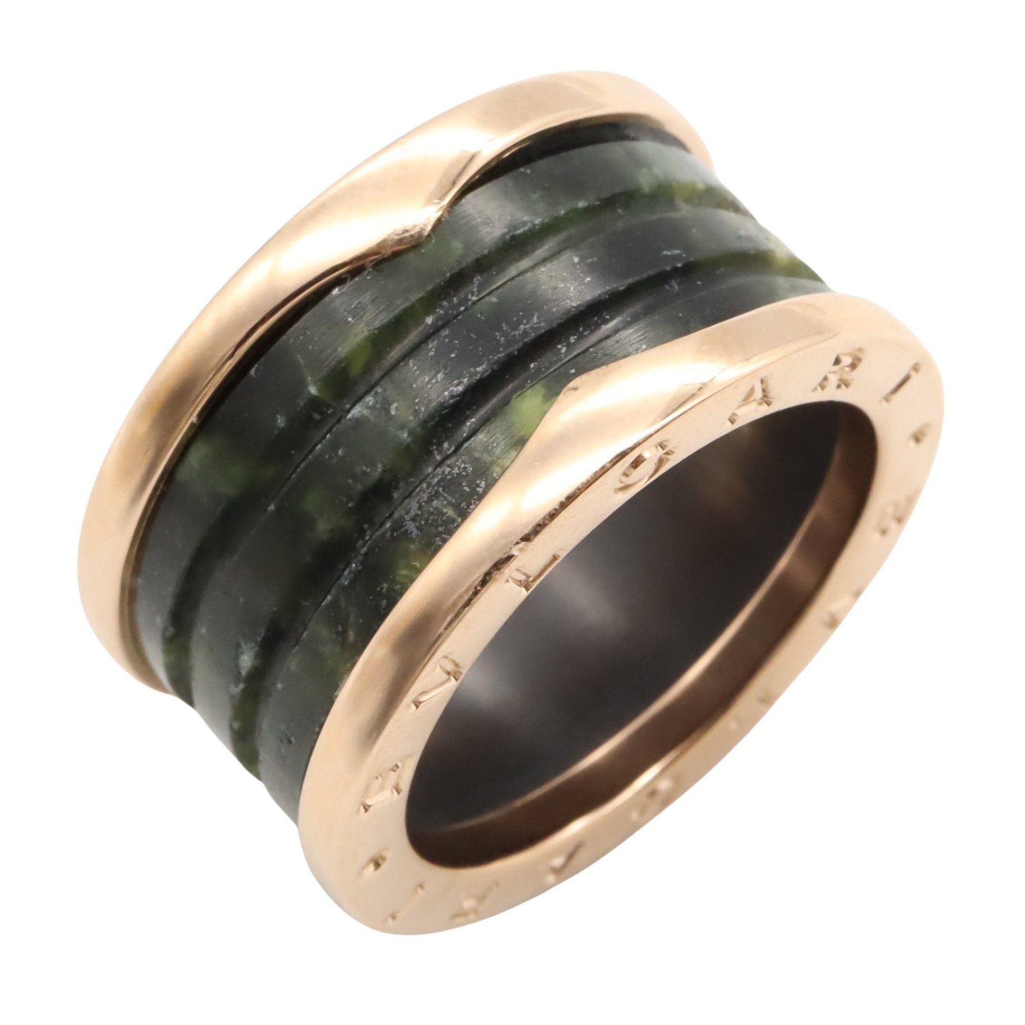 Pre-Owned BVLGARI B-zero1 Bohenite 4-Band Ring, 18K Pink Gold, Green for Men and Women (Good)