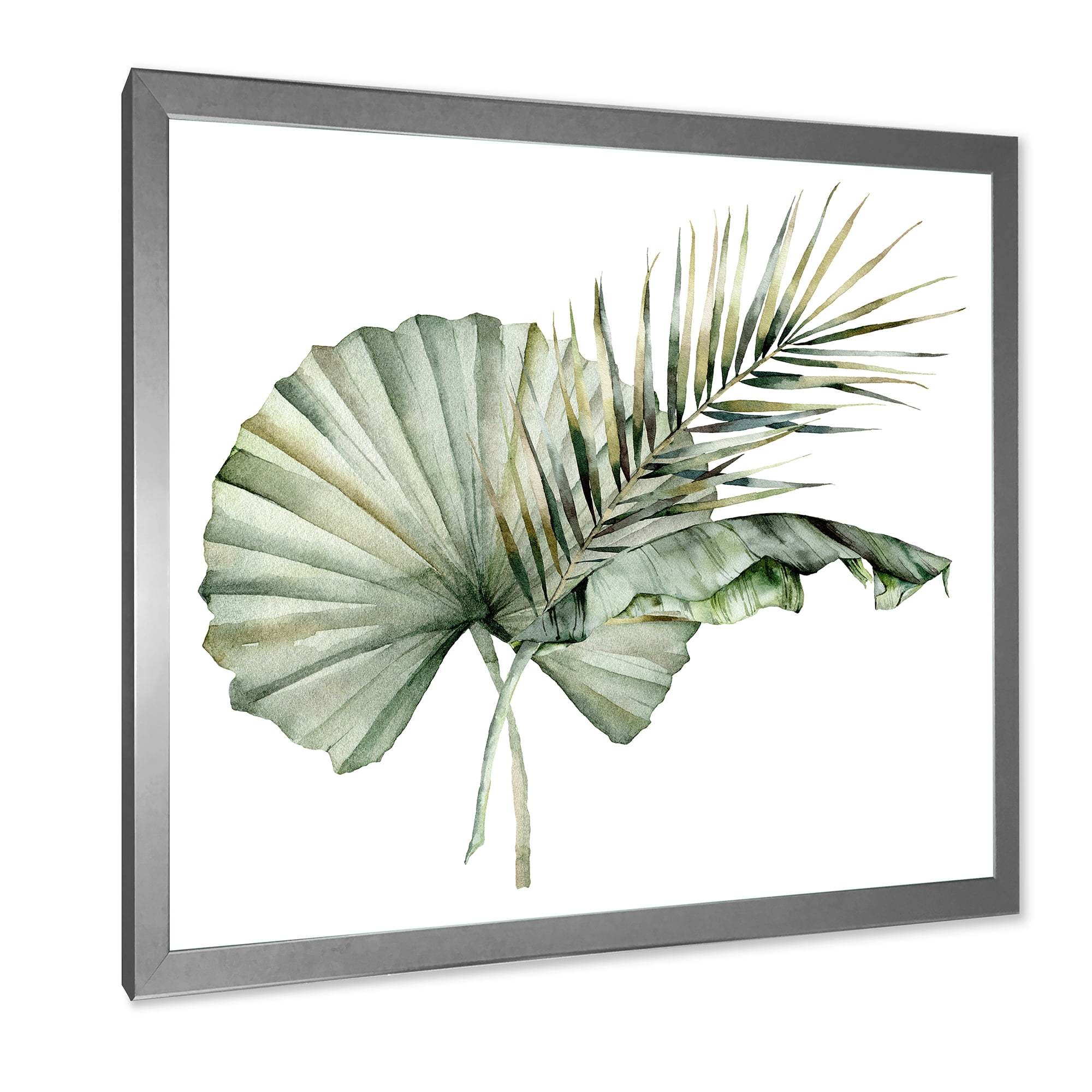 Designart 'Tropical Bouquet With Banana Coconut and Palm Leaves' Traditional Framed Art Print