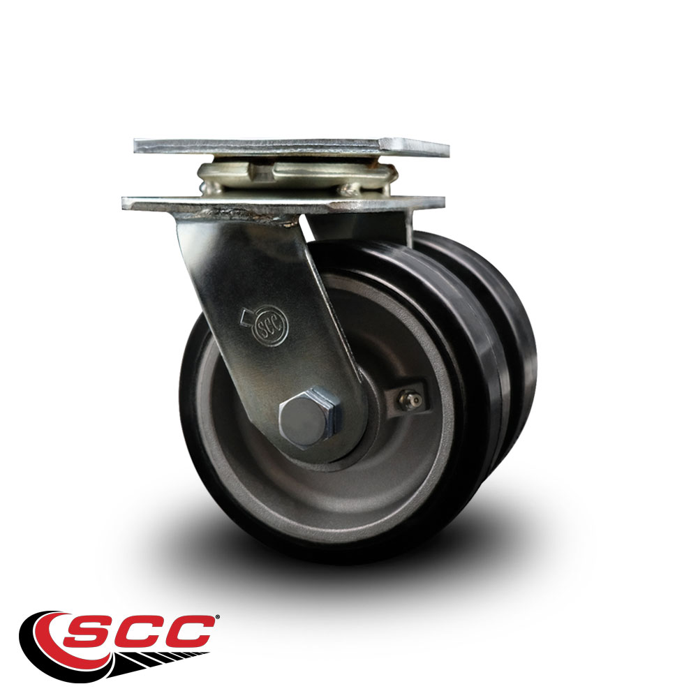 5 Inch Dual Rubber on Aluminum Wheels Swivel Caster with Ball Bearing SCC