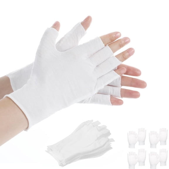 Breathable Fingerless Gloves,12 Pairs Cotton Moisturizing Gloves,One Size Fits Most,7.5x3.9In,Dry Hands,Skin Treatment