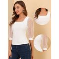 thumbnail image 2 of INSPIRE CHIC Hauts Décontractés Vintage à Col Carré Manches 3/4 en Mesh pour Femmes, 2 of 5