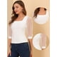 thumbnail image 2 of Blusa Vintage Allegra K con Cuello Cuadrado para mujer semitransparente con Mangas Abullonadas de malla 3/4 Blanco XL, 2 of 5