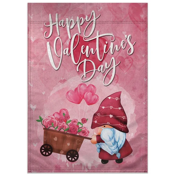 PURELY- Valentine'S Day Gnome Garden Flag 12X18In Cute Novelty Holiday Yard Flag