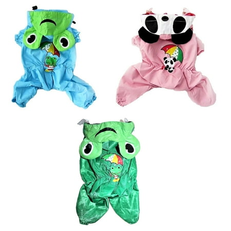 For SMALL Pet Cat Dog Raincoat Jumpsuit Rain Coat One Piece BLUE sz L (Length 14 chest up to 18 )
