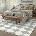 thumbnail image 4 of BERTHMEER 5'x7' Area Rugs for Living Room Bedroom Kitchen Rugs Washable Non Slip Geometric Rhombus Checkered Contemporary Office Dining Room Farmhouse Rugs Carpets,Gray, 4 of 5