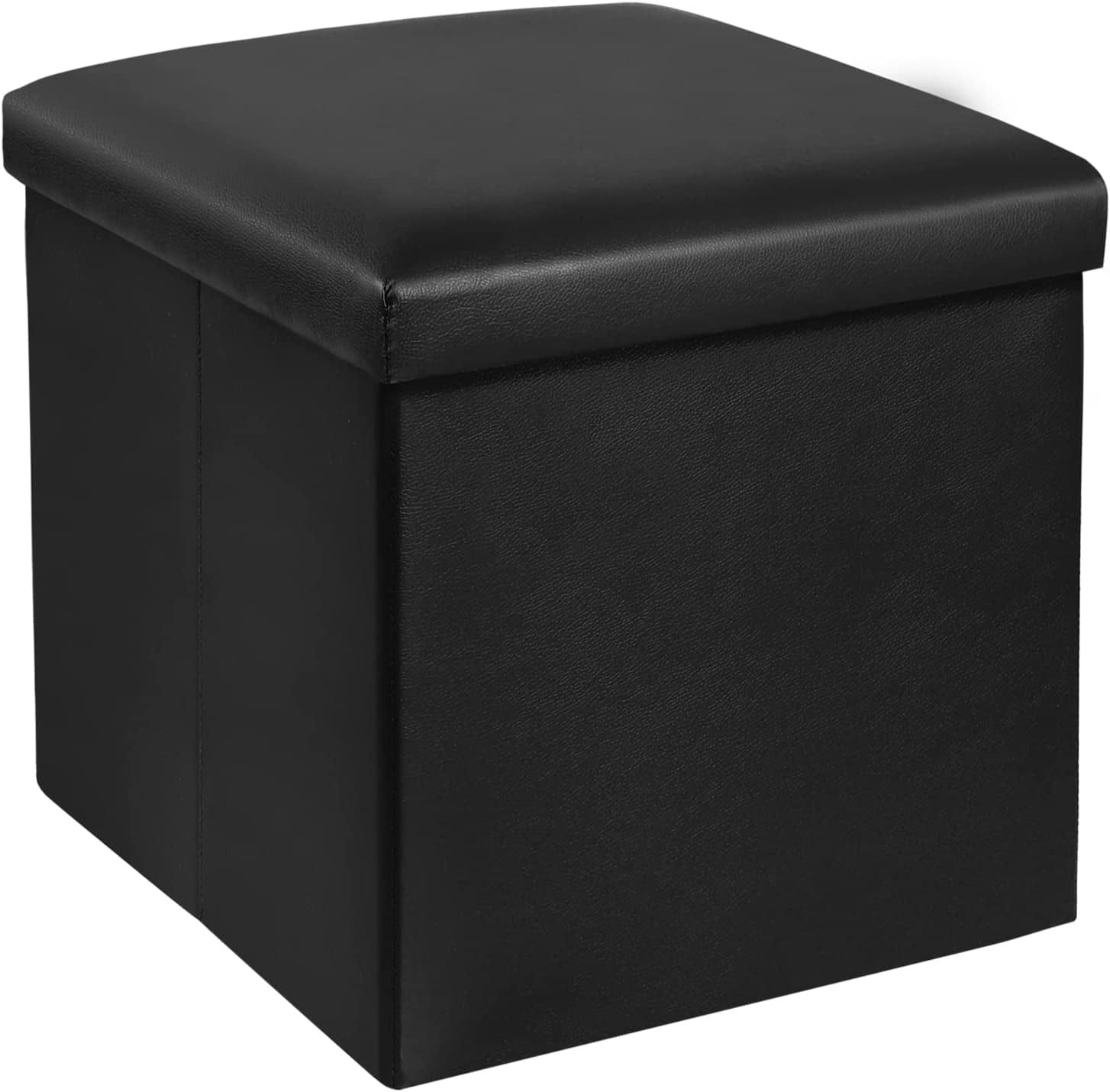 SUGIFT 15 in Storage Ottoman Cube, Faux Leather Black
