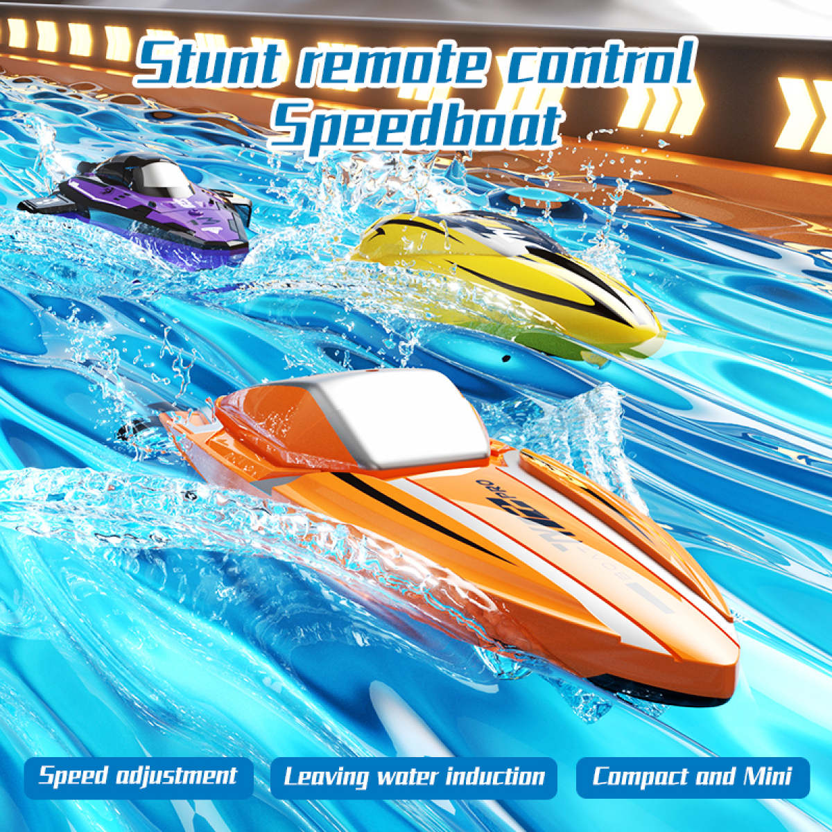 Mini Remote Control Boat for Adults, 2.4G RC Water Toys for Pool Electric Boat for Aged 14+ Christmas Birthday Gifts(Yellow)