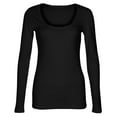 thumbnail image 5 of Long Sleeve Shirts for Women V Neck Womens Long Sleeve Stretch Crewneck Ribbed T Shirt Fitted Casual Basic Tops Z0B-Black, M, 5 of 6