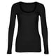 thumbnail image 5 of Camiseta básica de manga larga con cuello redondo y tejido acanalado ajustado para mujer - Poliéster - S-XL, 5 of 6