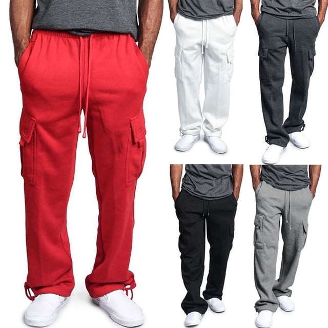 Men's Urban Straight Leg Jogger Heavy Weight Fleece Cargo Pocket Sweat Pants