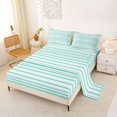 thumbnail image 2 of Castle Fairy Retro Horizontal Stripe Bed Sheets 4-Piece,Mid Century Thin Line Full Size Sheets,Mint White,1 Flat Sheet, 1 Fitted Sheet and 2 Pillowcases, 2 of 7