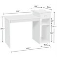 thumbnail image 6 of Alden Design Home Office Computer Desk with Drawer and Storage, White, 6 of 8