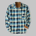 thumbnail image 2 of IYTR Mens Jackets Plush Thick Warm Shirt Jackets with Pocket Button Up Turndown Collar Plaid Long Sleeve Jacket Green XXL, 2 of 3