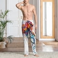 thumbnail image 2 of Wukai Colorful Floral Jellyfish Mens PJ Pajama Pants|Sleepwear Plaid PJs with Pockets|Men's Lightweight Open-Hem Lounge Pants-Small, 2 of 6