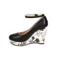 thumbnail image 4 of Hearts Collection EI82 Women Leatherette Round Toe Ankle Strap Floral Platform Wedge, 4 of 5
