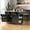 Black with 2 Bar Stools, variant on 48 inch Large Kitchen Island with Drop Leaf, Power Outlet, Internal Storage Rack, Rolling Kitchen Storage Cart on 5 Wheels with 5 Open Side Racks for Kitchen, Dining Room, White (Not include Stools)