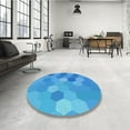 thumbnail image 4 of Ahgly Company Machine Washable Indoor Square Transitional Neon Blue Area Rugs, 6' Square, 4 of 7