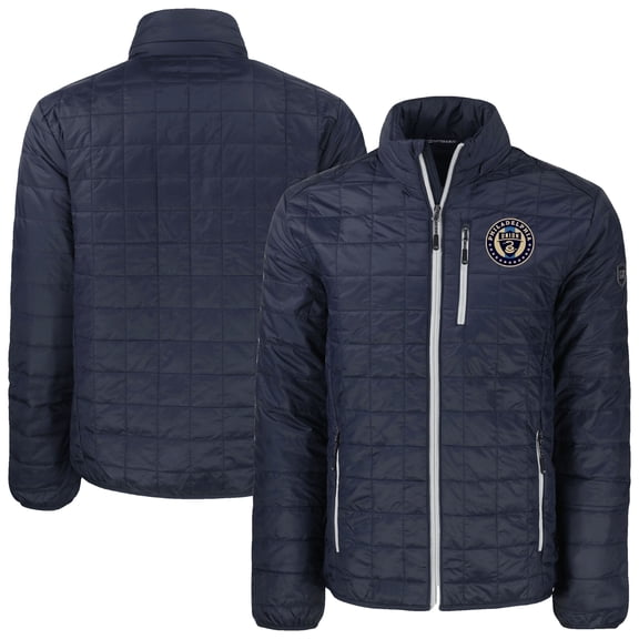 Men's-Cutter & Buck Navy Philadelphia Union Rainier PrimaLoft Eco Insulated Full-Zip Puffer Jacket