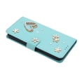 thumbnail image 3 of Leather For Samsung Galaxy S26+ 5G Case Double Layered Heart-shaped Flower Flip Wallet Leather Case, Card Holder Magnetic Closure  Phone Cases Cover With Hand Strap,Green,For Galaxy S26+ (5G), 3 of 8